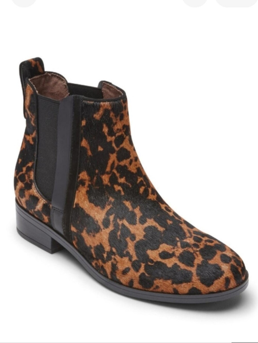 NEW in Box Rockport Larkyn Leather Leopard Animal Print Chelsea Boot Sz 7 NIB